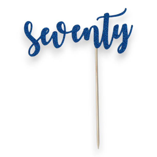 Picture of SEVENTY CAKE TOPPER BLUE GLITTER